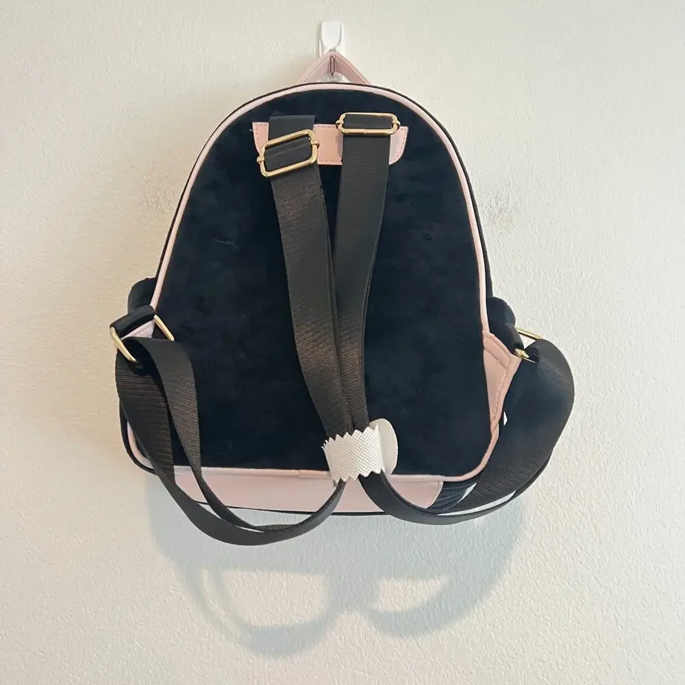 Juicy Couture Black/Pink Velvet Velour Mini Backpack Embroidered Bling Y2K
